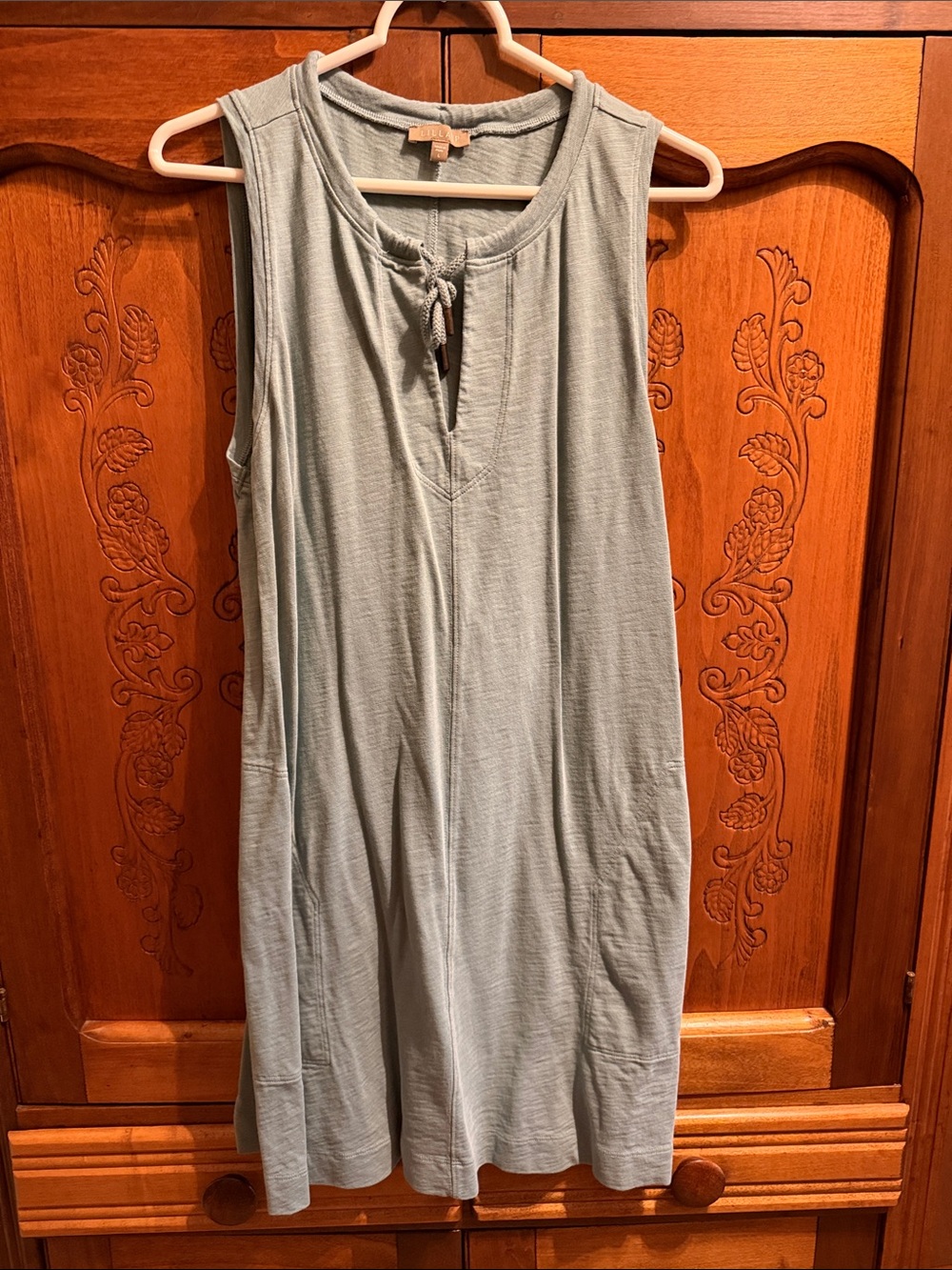 Sleeveless Light Sage Tie-Front Shift Dress
